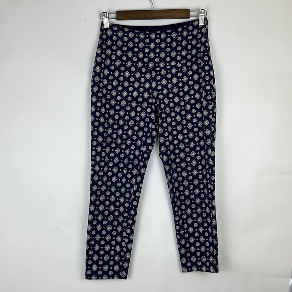 WESTPORT Crop leggings medallion design navy blue with ivory print M